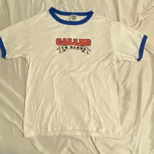 White and Blue “Called to serve” tee